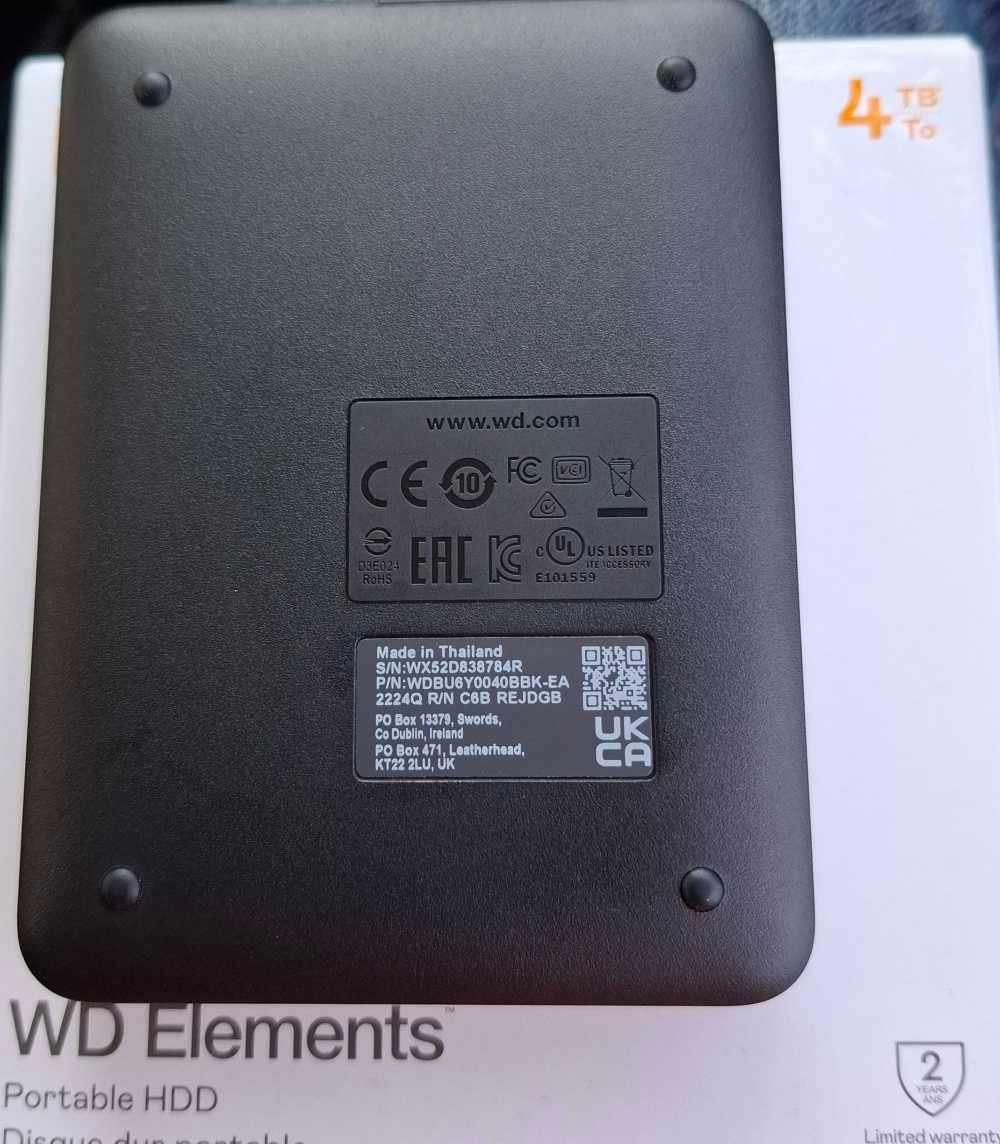 Western Digital 4TB Elements External Portable Hard Dive