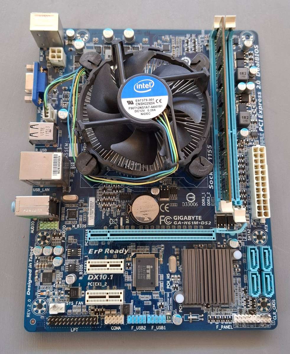 Gigabyte GA-H61M-DS2 (rev.2.0) Motherboard Bundle Intel Pentium G645 2.9GHZ Processor 2GB Ram Memory