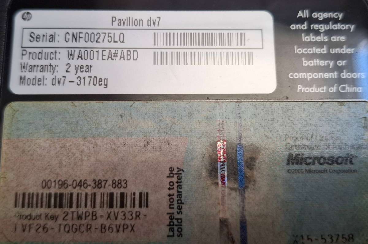 Hp Pavillion DV7 Laptop Model Dv7-3170 i5 2.4GHZ CPU 4GB Ram
