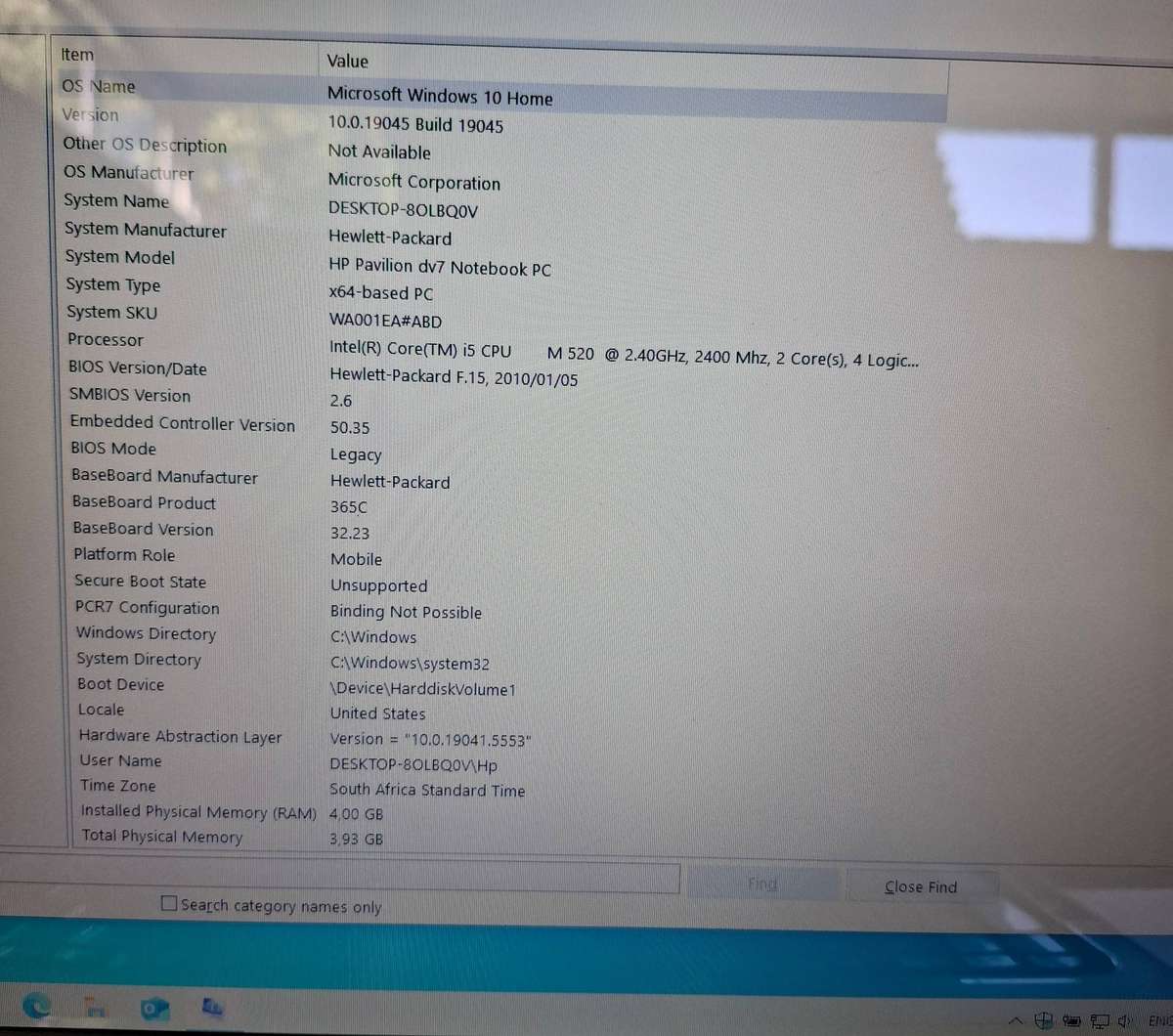 Hp Pavillion DV7 Laptop Model Dv7-3170 i5 2.4GHZ CPU 4GB Ram