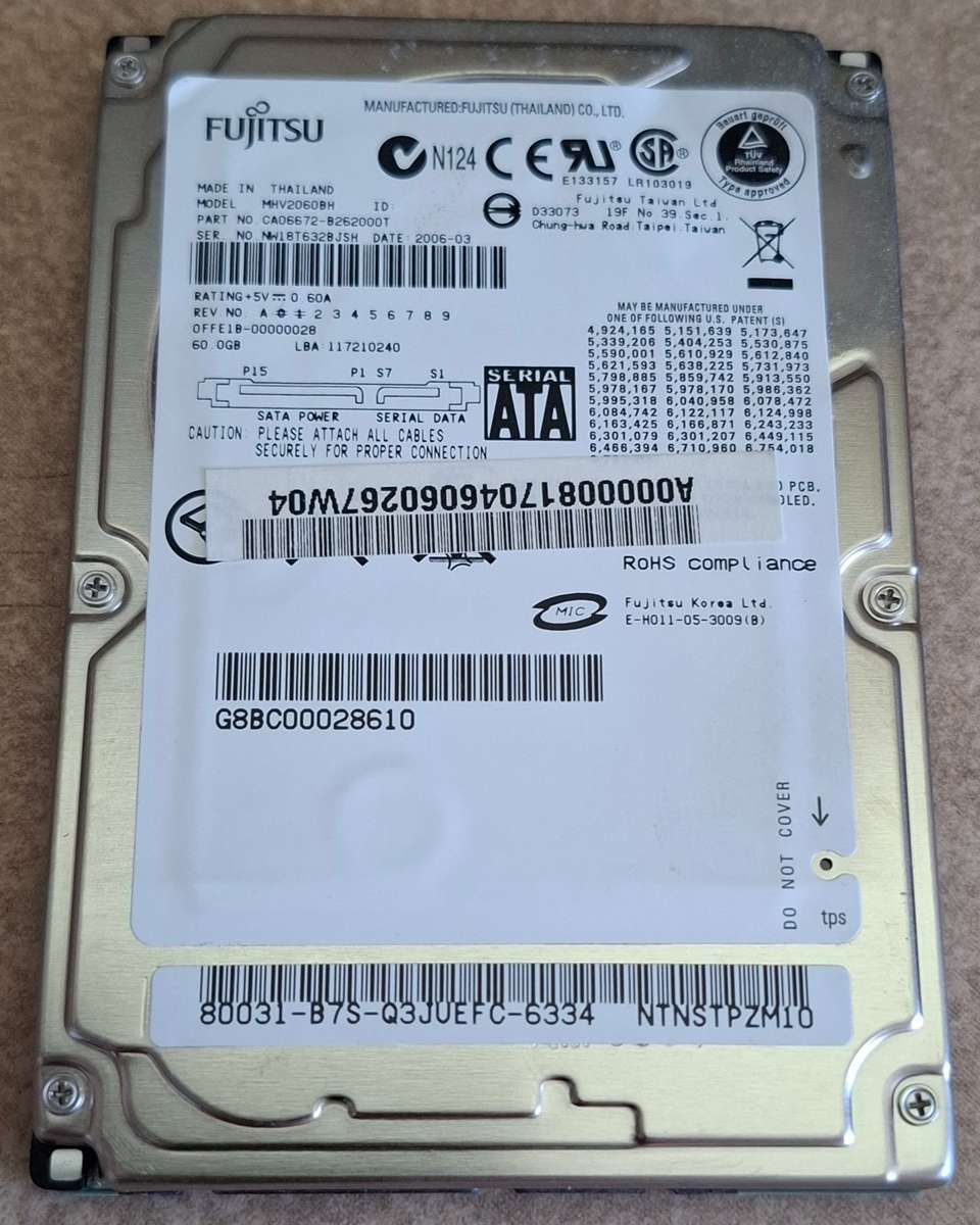 Fujitsu 60GB Sata Laptop Hard Drive