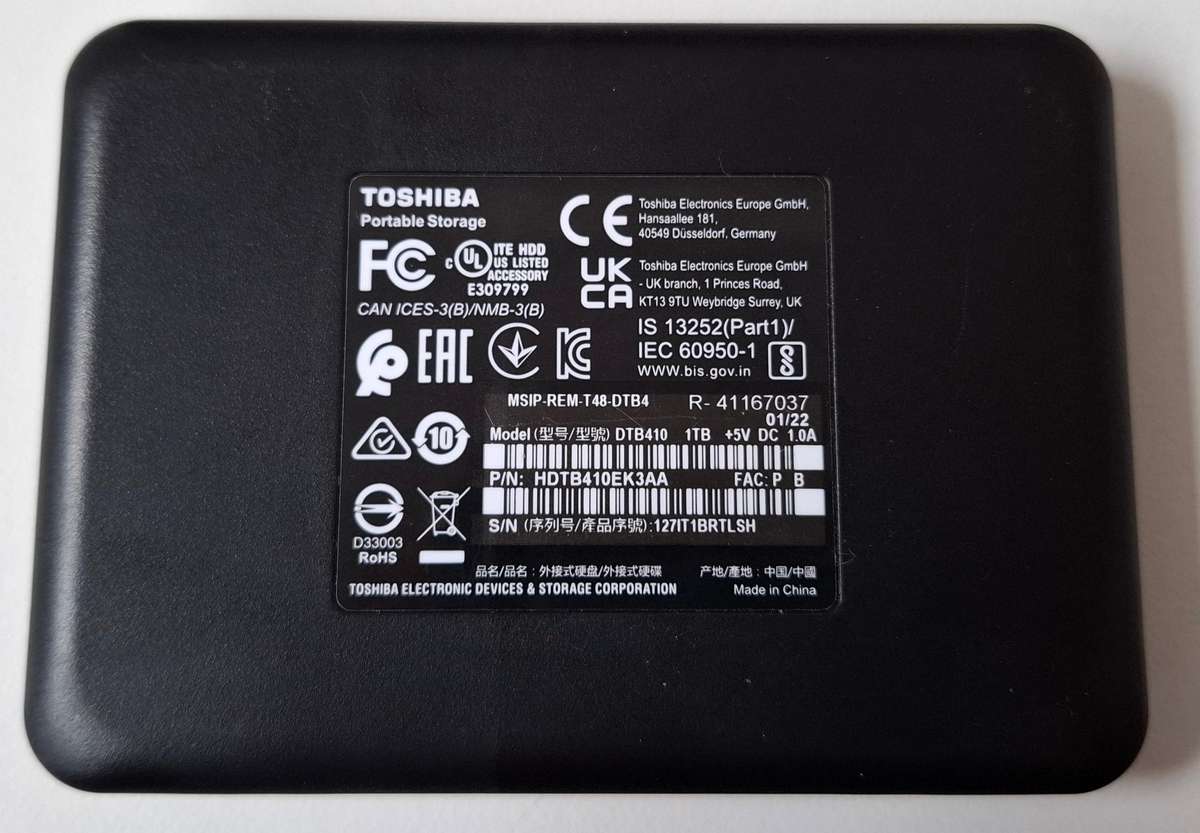 Toshiba 1TB USB 3 External Portable Hard Drive