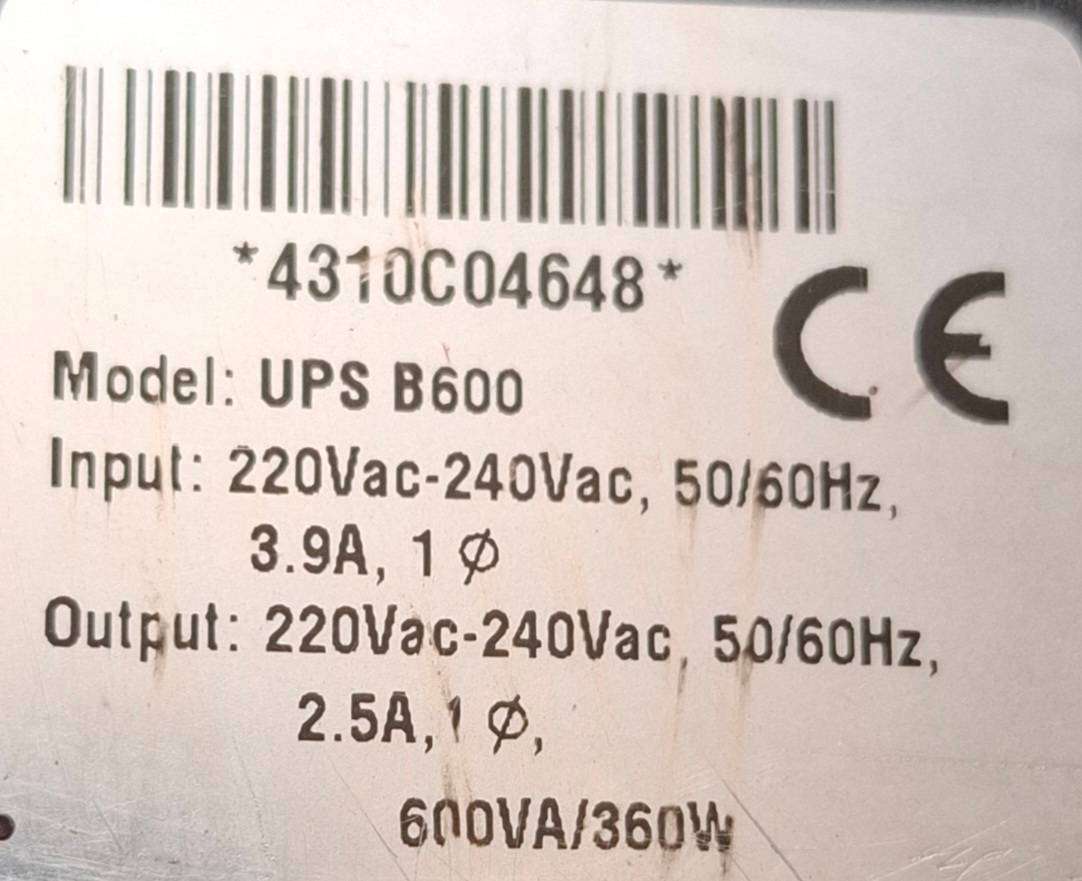 Proline UPS600 600VA 360Watt Line Interactive UPS Including C14 Extension Cable