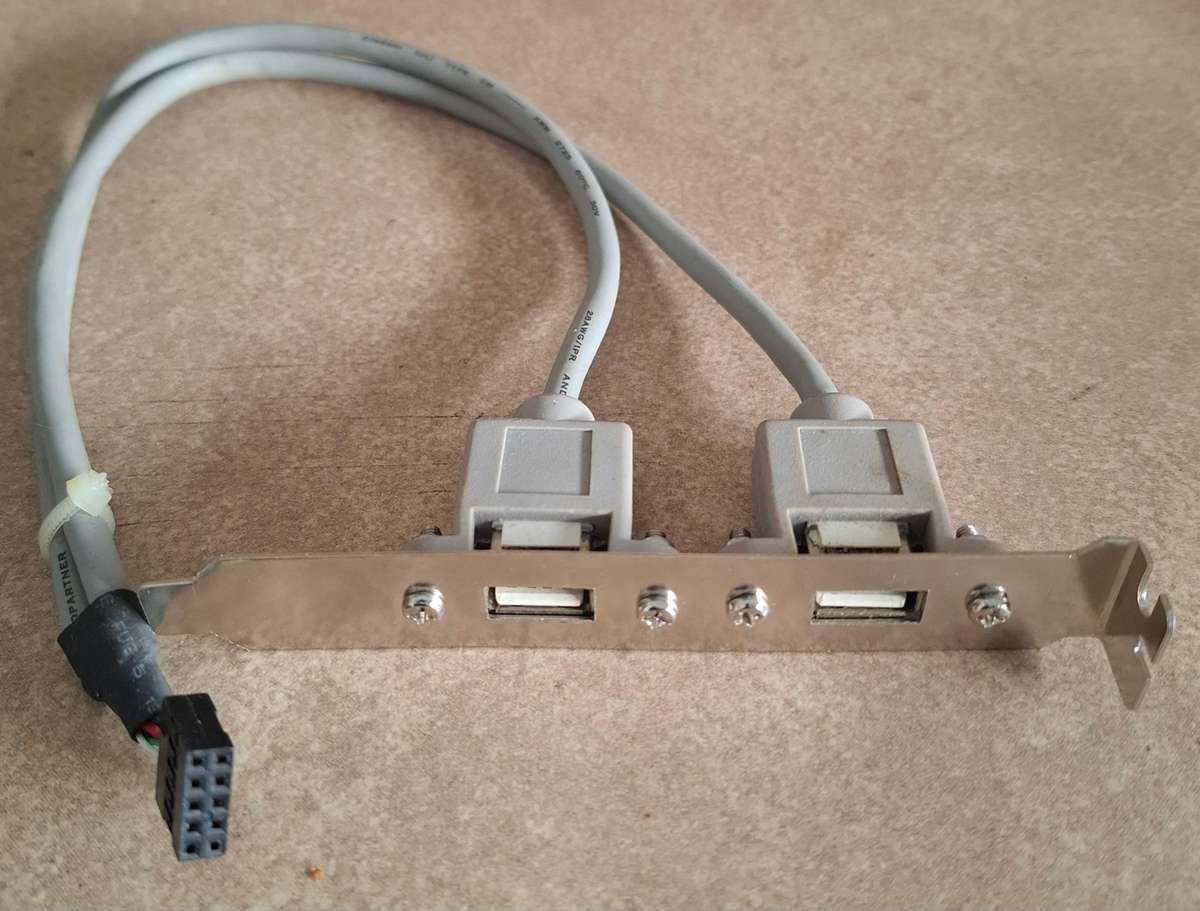 2pcs Mainboard 10Pin to 2X USB2.0 PCI Rear Panel Expansion Bracket USB Hub Connector Cable Adapter