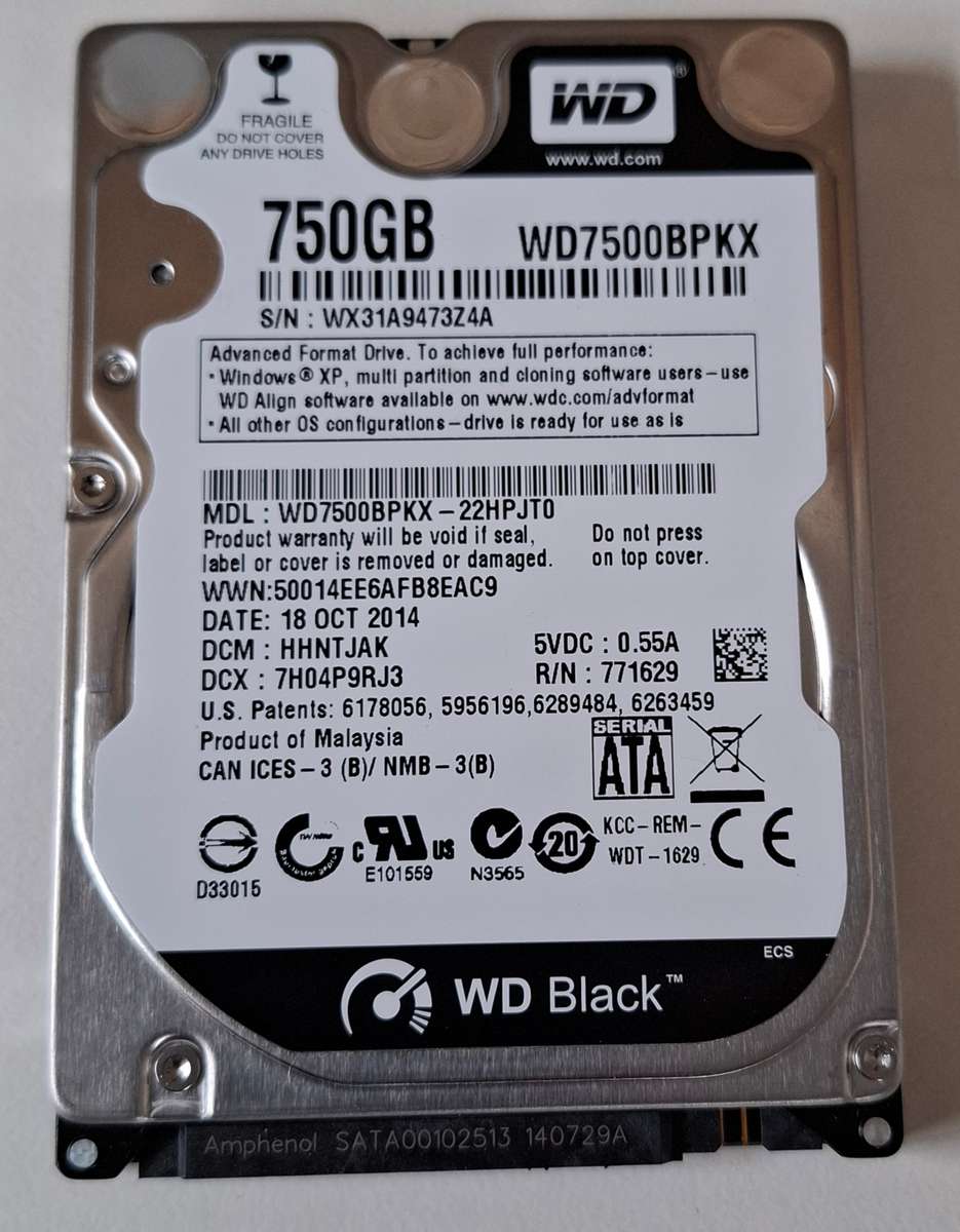 Western Digital Black 750GB Laptop Hard Drive