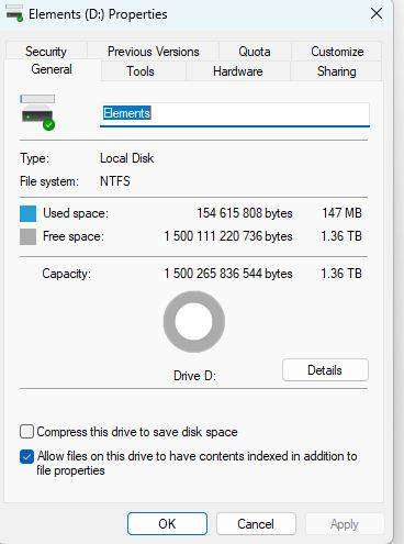 Western Digital Elements 1.5 TB External USB 3 Portable Hard Drive