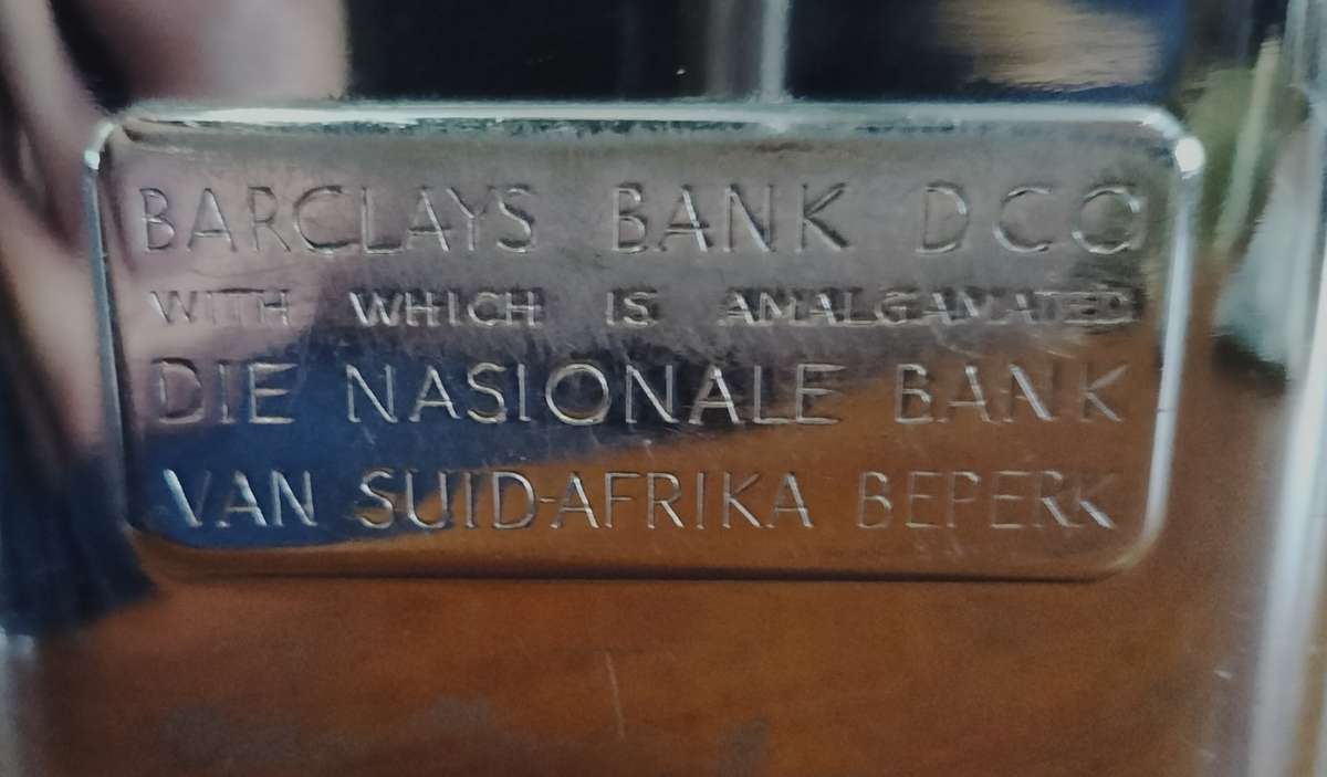 Vintage Barclays DCO money box / savings bank / piggy bank - Table mountain shape