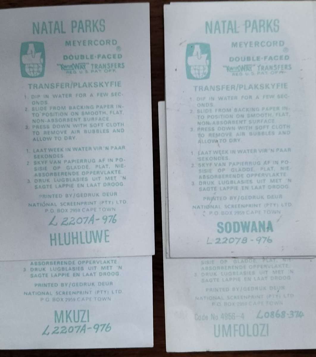 National Parks Board vehicle stickers from the 70s (17 parks, 22 stickers)
