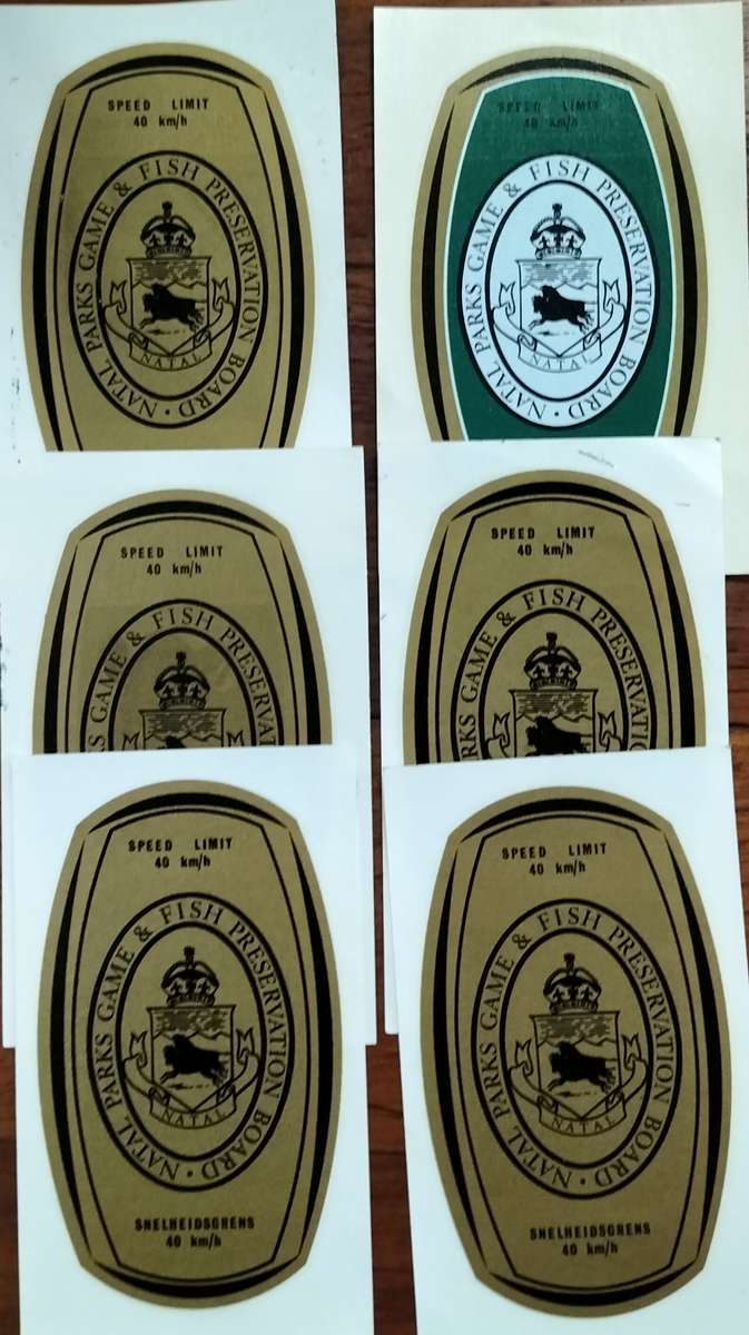 National Parks Board vehicle stickers from the 70s (17 parks, 22 stickers)