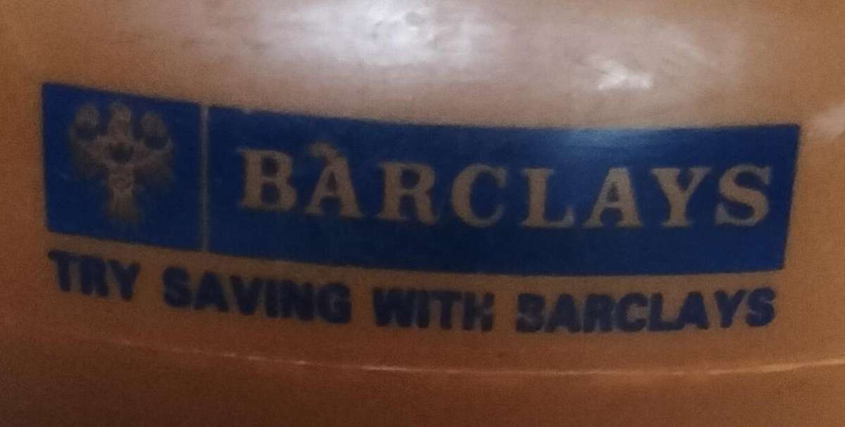 Vintage Barclays Bank plastic piggy bank / savings box / savings bank