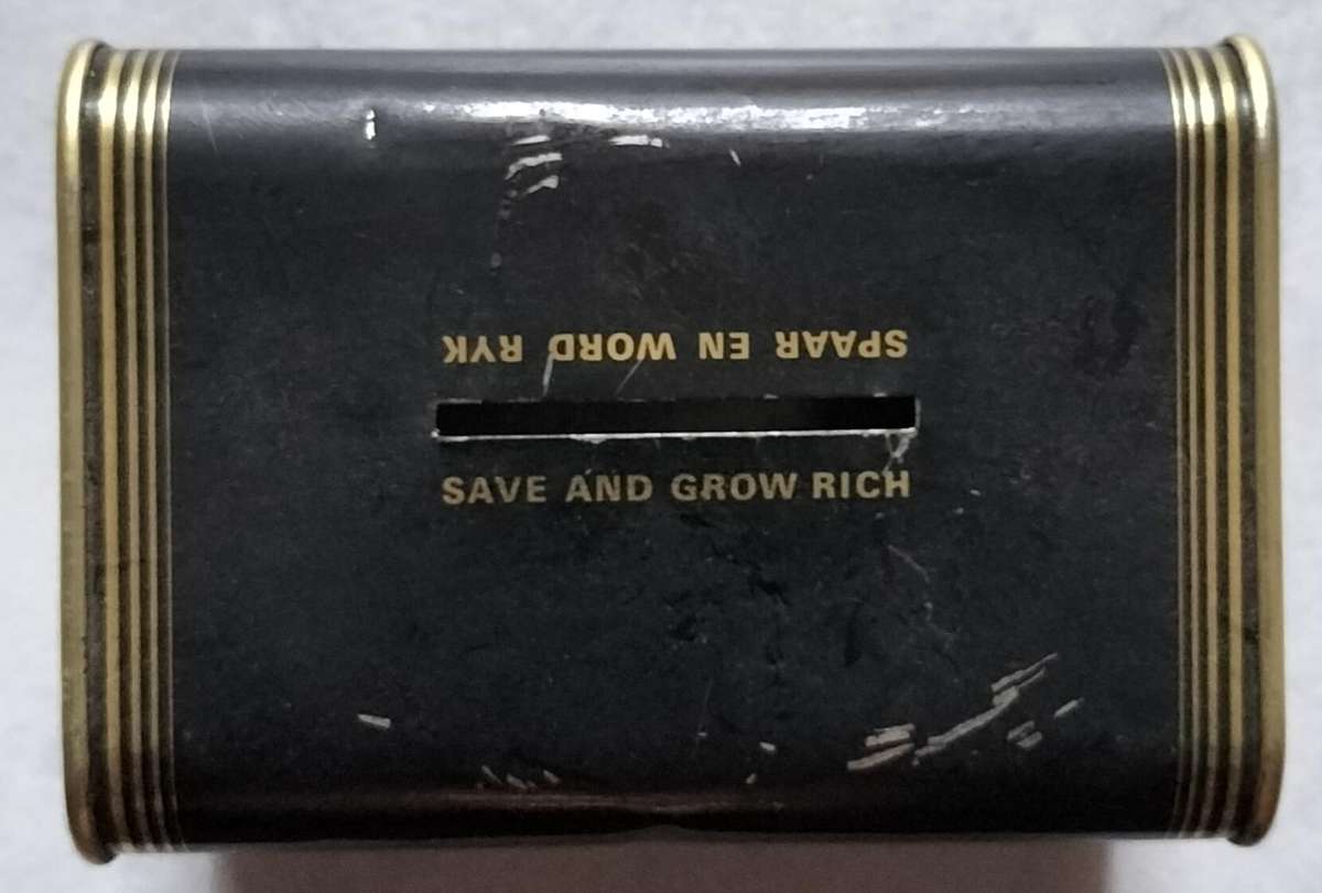 Vintage Trust Bank metal piggy bank / savings box / savings bank