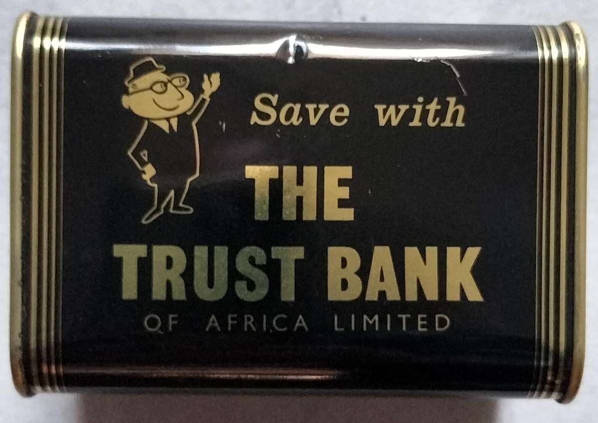 Vintage Trust Bank metal piggy bank / savings box / savings bank