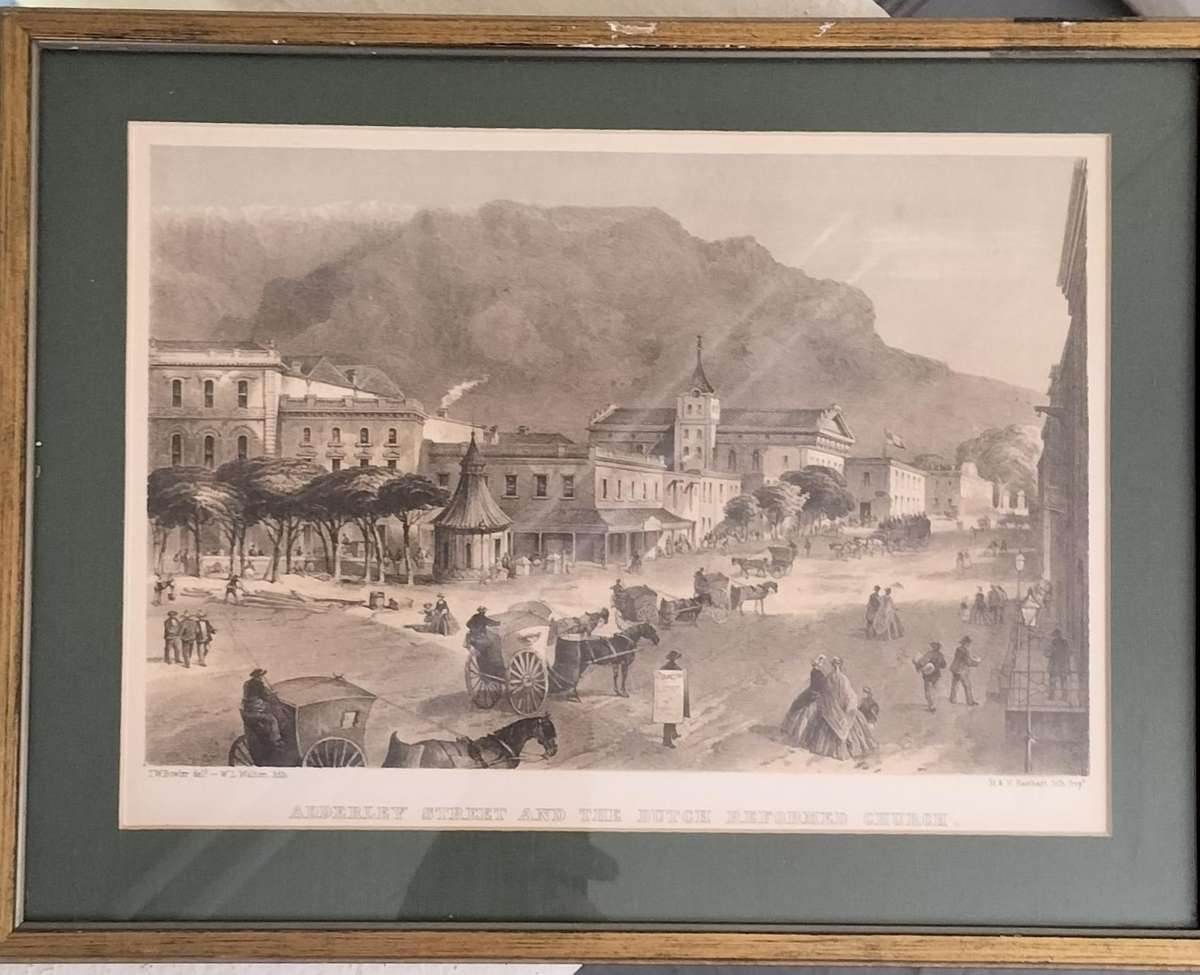 Antique print - Adderley Street - Cape Town - framed