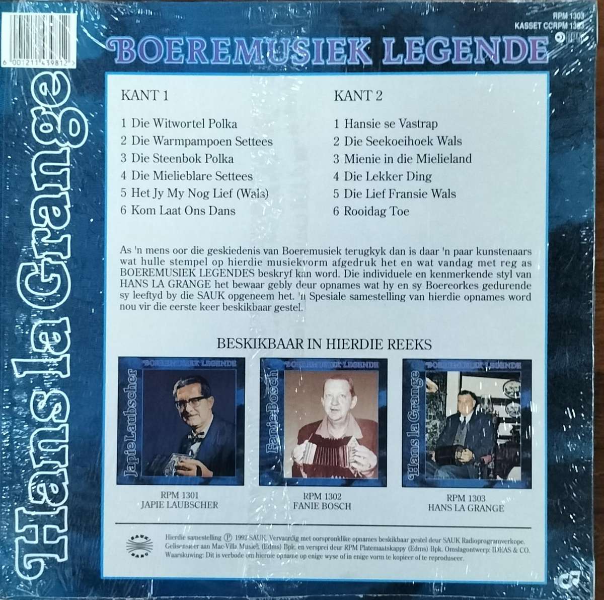 Boere musiek plaat - Vinyl / LP / Record - Boeremusiek legende - Hans la Grange