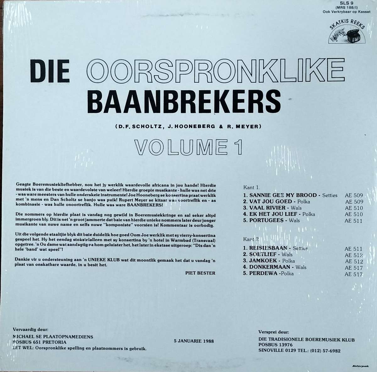 Boere musiek plaat - Vinyl / LP / Record - Die oorspronklike baanbrekers (Volume 1)