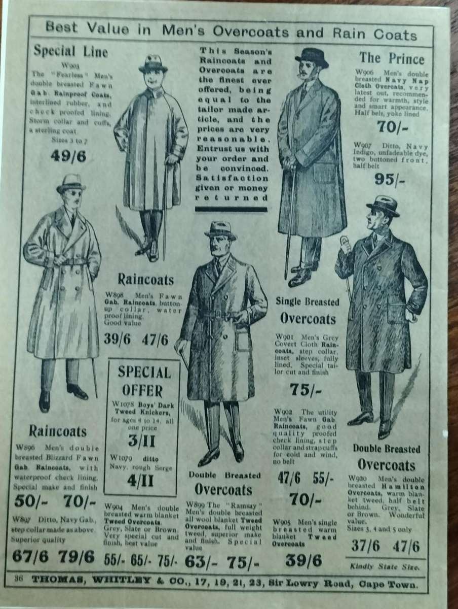 Cape Town History - Whitley's drapers and outfitters winter catalogue 1925 (36 pages)