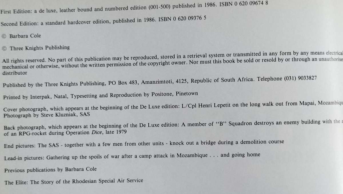 The Elite - Rhodesian special air service - Pictorial (Cole - 1986)