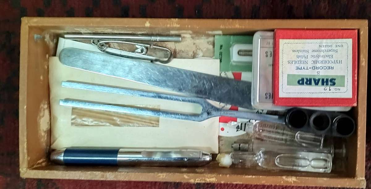 Vintage General Practitioners case filled with essential medical items