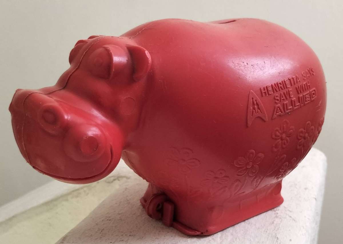 Vintage Allied Bank savings box / money box / piggy bank