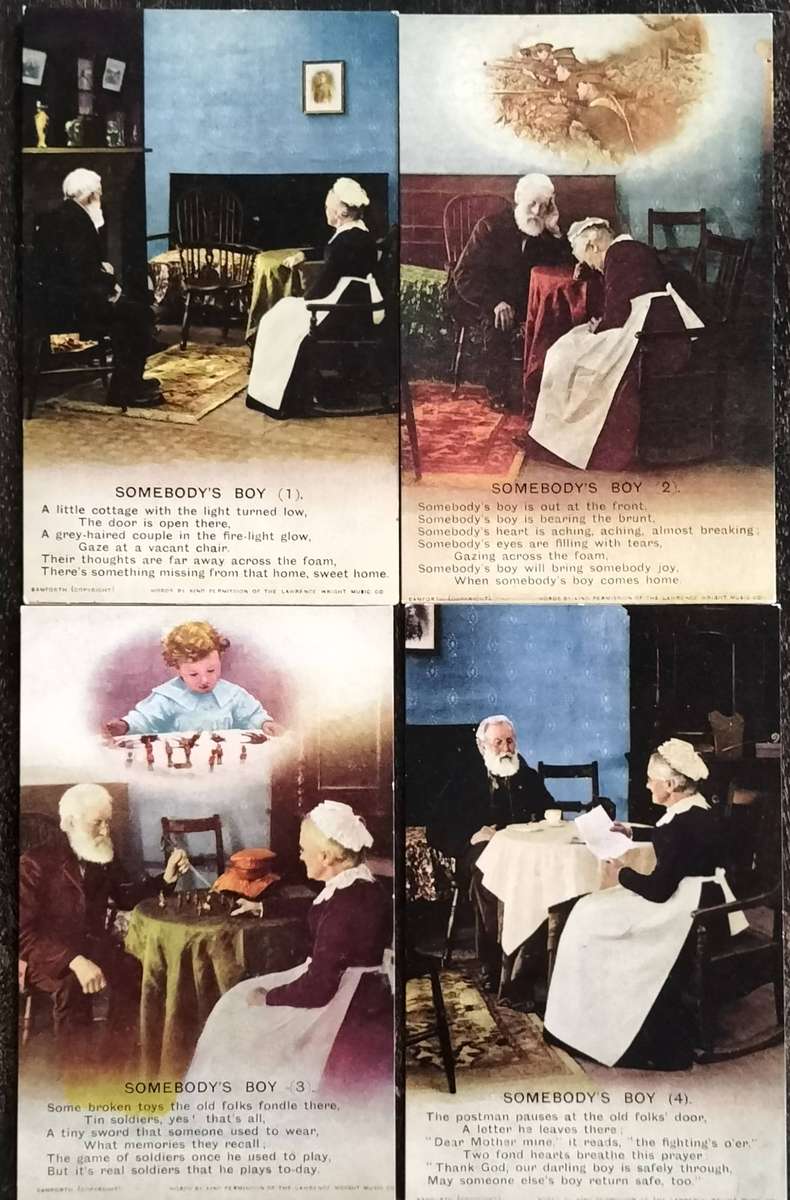 Post Card set - Parent's anguish whilst son participates in WW1 (x4)