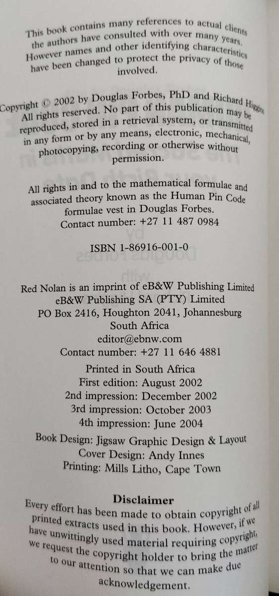 Human pin code - the sacred maths in your birth date (Forbes & Higgins, 2002)