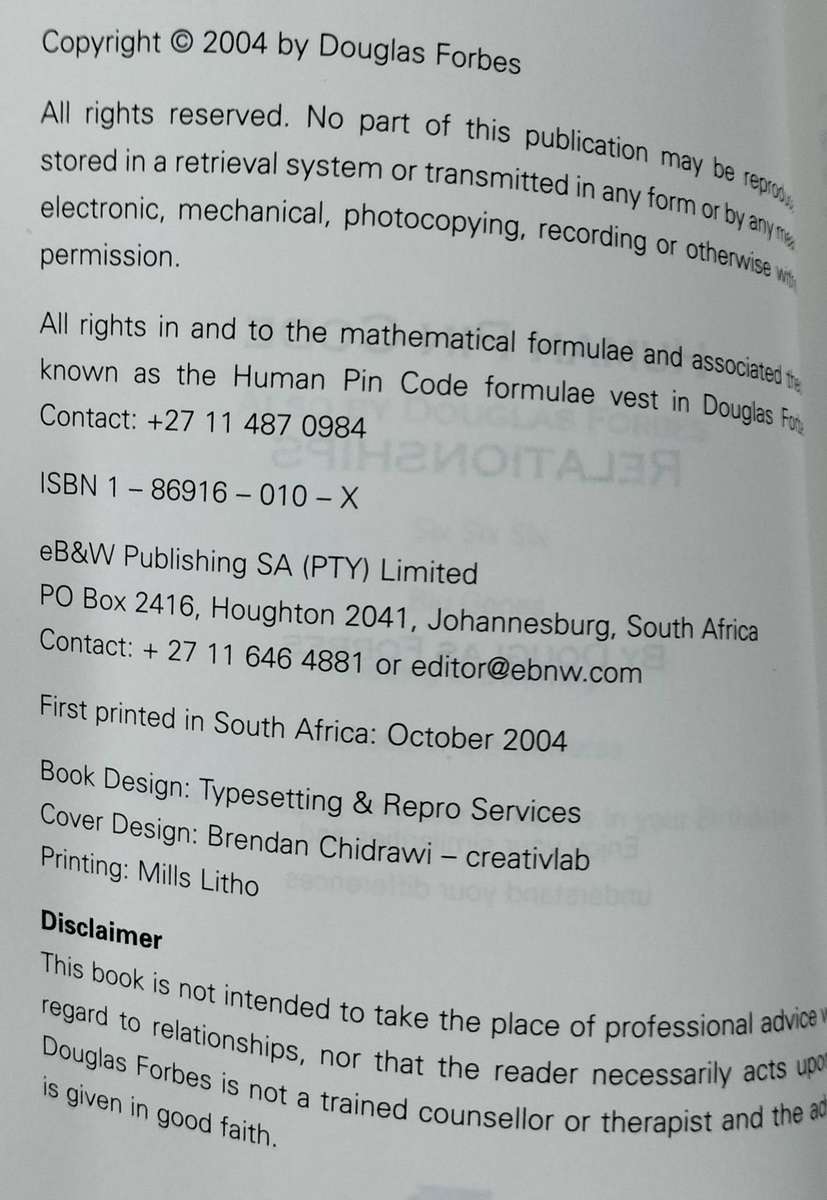 Human Pin Code - Relationships (Forbes, 2004)