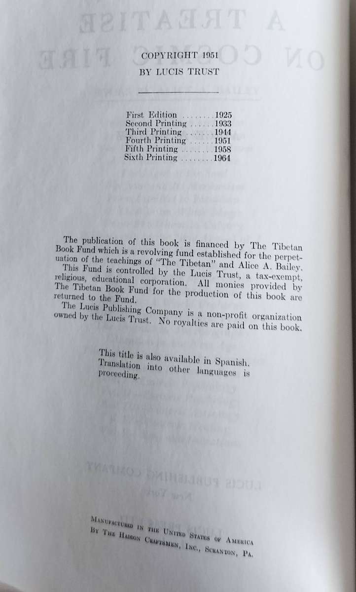 The Treatise on Cosmic fire (Bailey, 1964) - Tibetan spirituality
