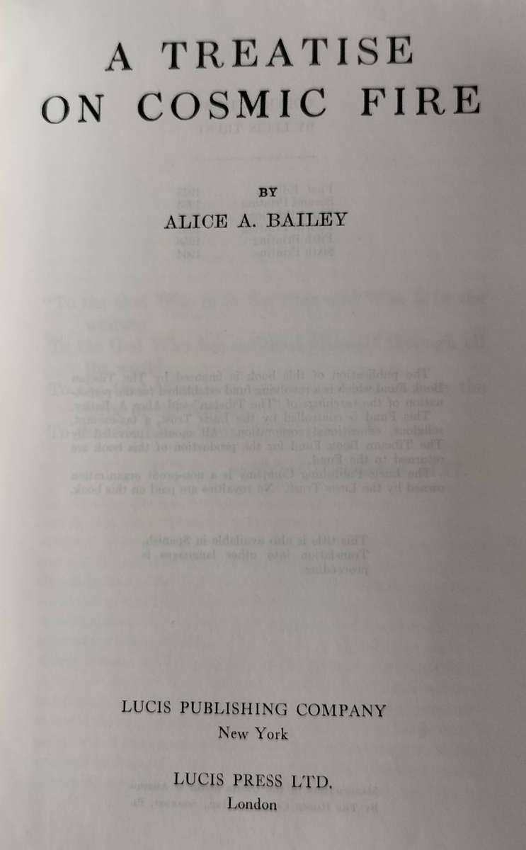 The Treatise on Cosmic fire (Bailey, 1964) - Tibetan spirituality