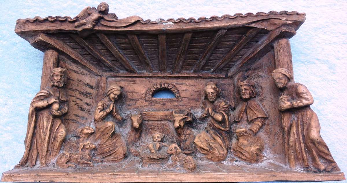 Exquisite Nativity Scene Wooden Carving
