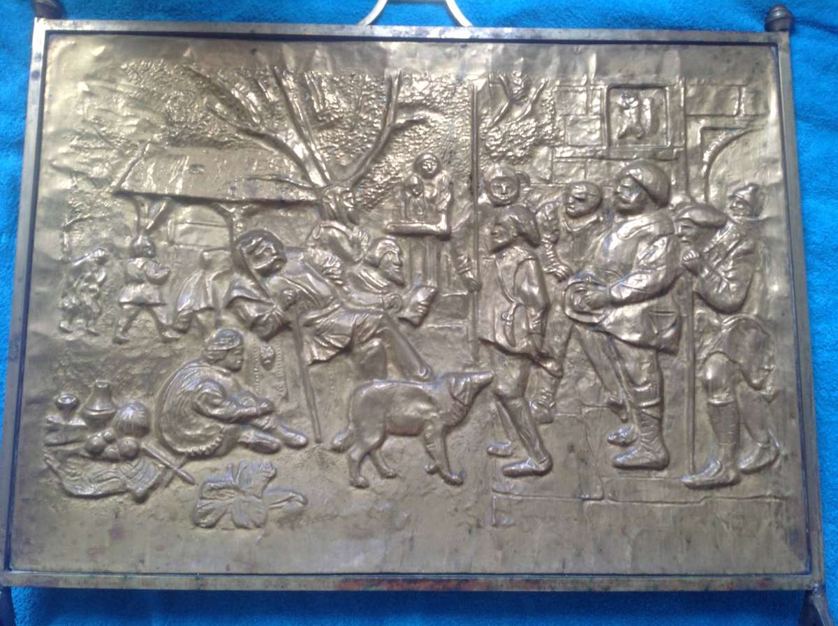 Vintage Dutch Bronze Fire Screen