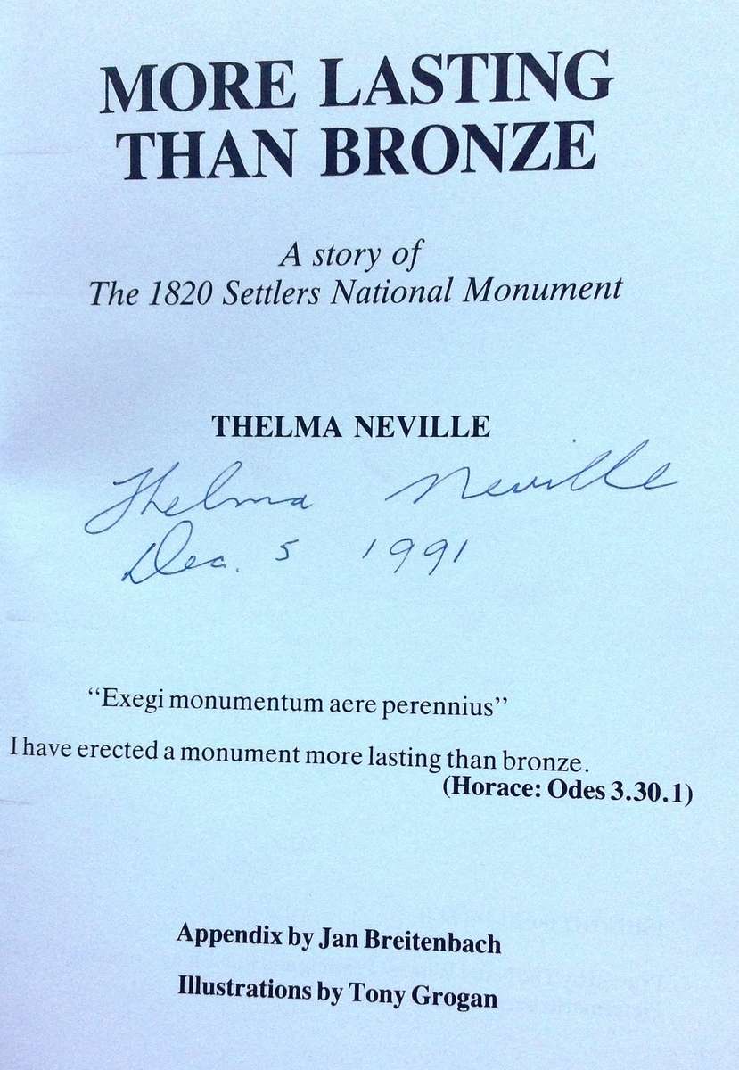More Lasting than Bronze - Thelma Neville - Hardcover - Book signed by Author
