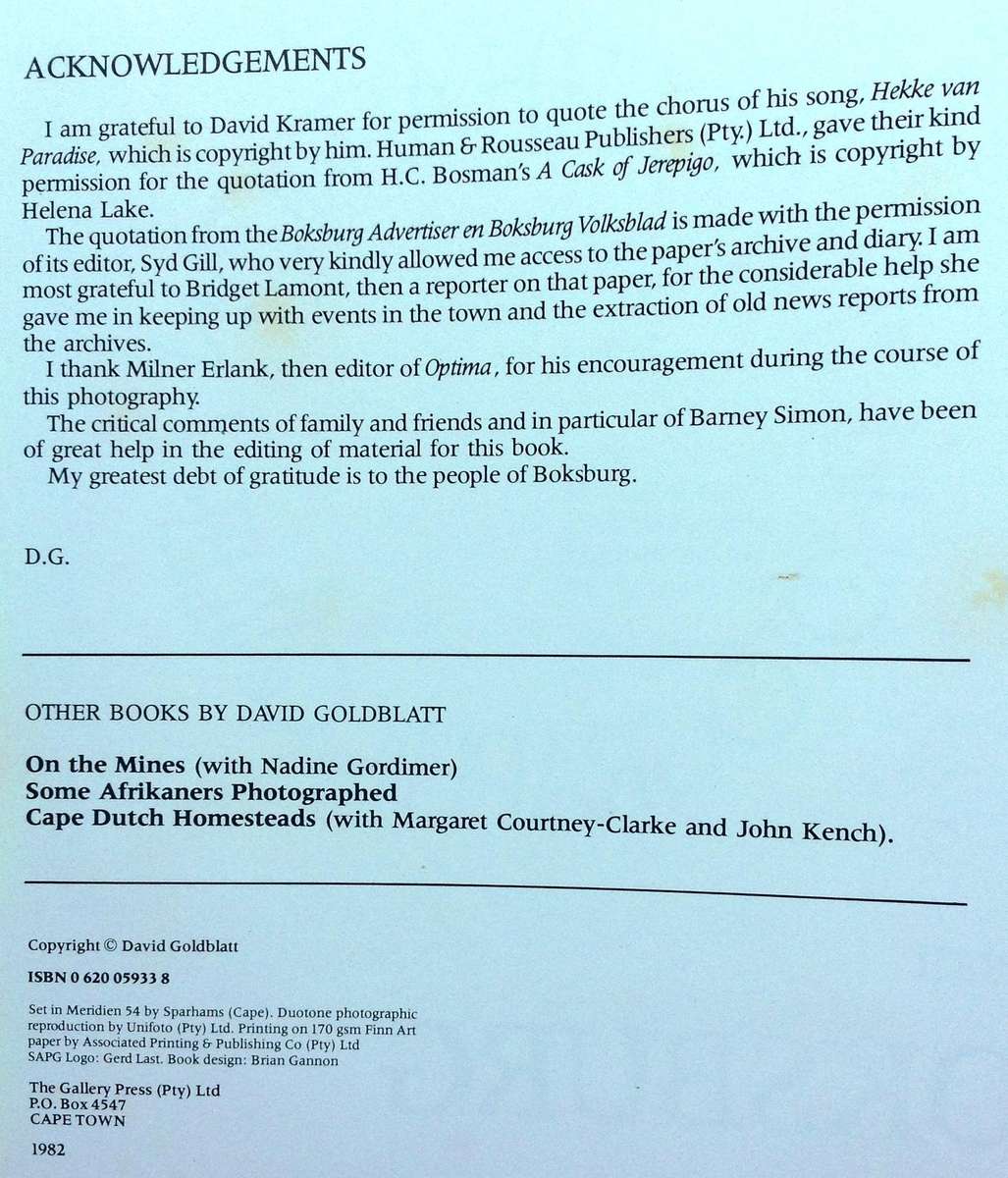 In Boksburg - David Goldblatt - Hardcover