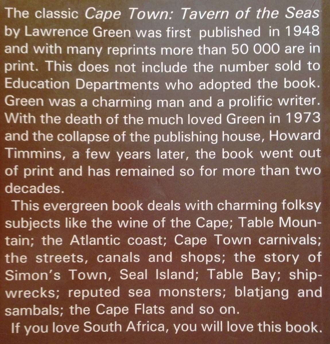 Cape Town Tavern of the Seas - Lawrence G Green