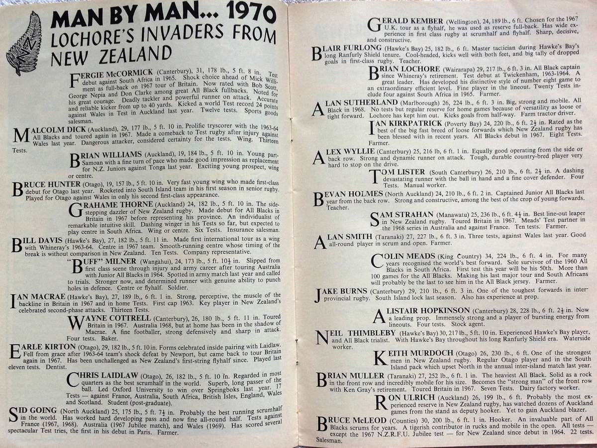 An Official Publication - ALL BLACKS IN SA - 1970