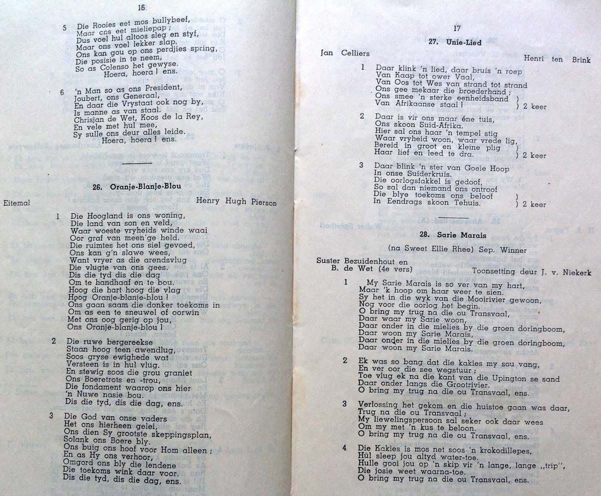 FAK Volksangbundel vir Suid-Afrika (Woorde Alleen)