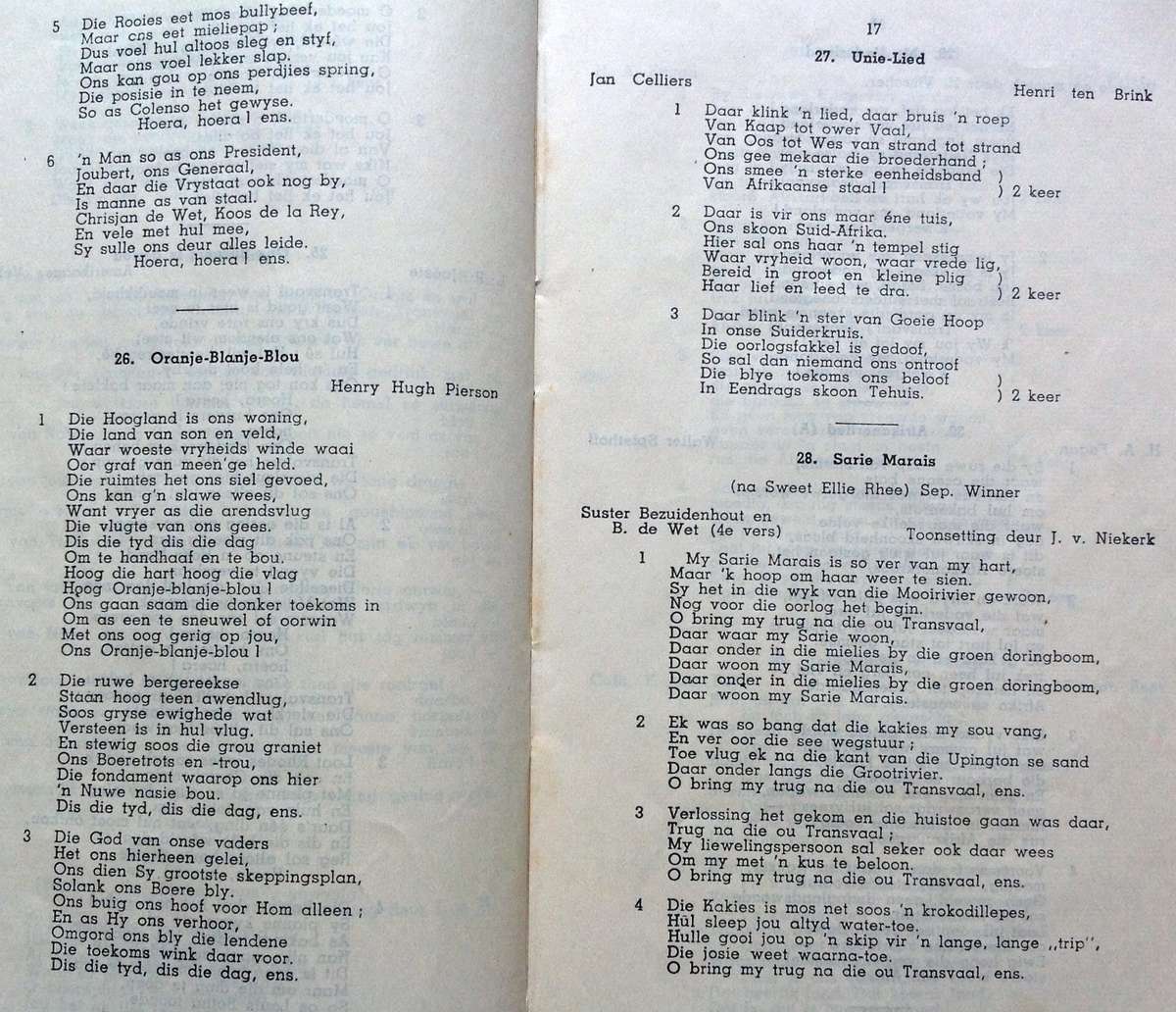 FAK Volksangbundel vir Suid-Afrika (Woorde Alleen)