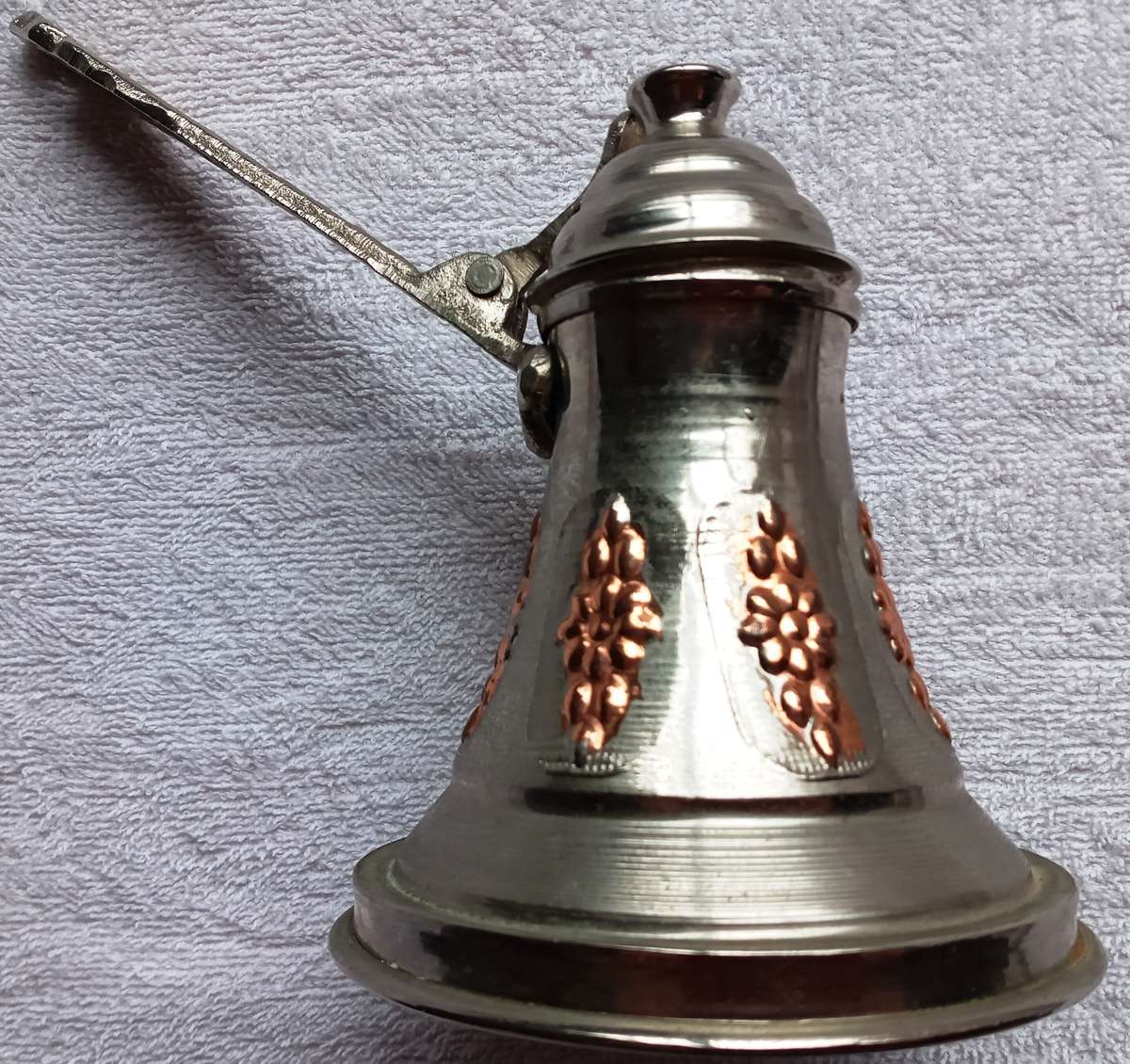 Vintage Arabic / Middle Eastern / Turkish brass tin coffee pot with lid