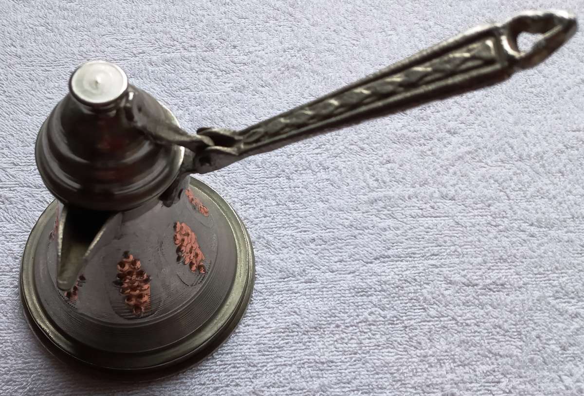 Vintage Arabic / Middle Eastern / Turkish brass tin coffee pot with lid