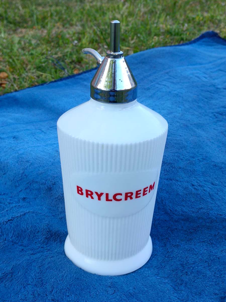 Vintage Brylcreem Milk-glass Dispenser bottle