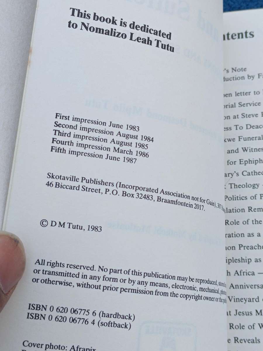 Desmond Tutu signed & inscribed book