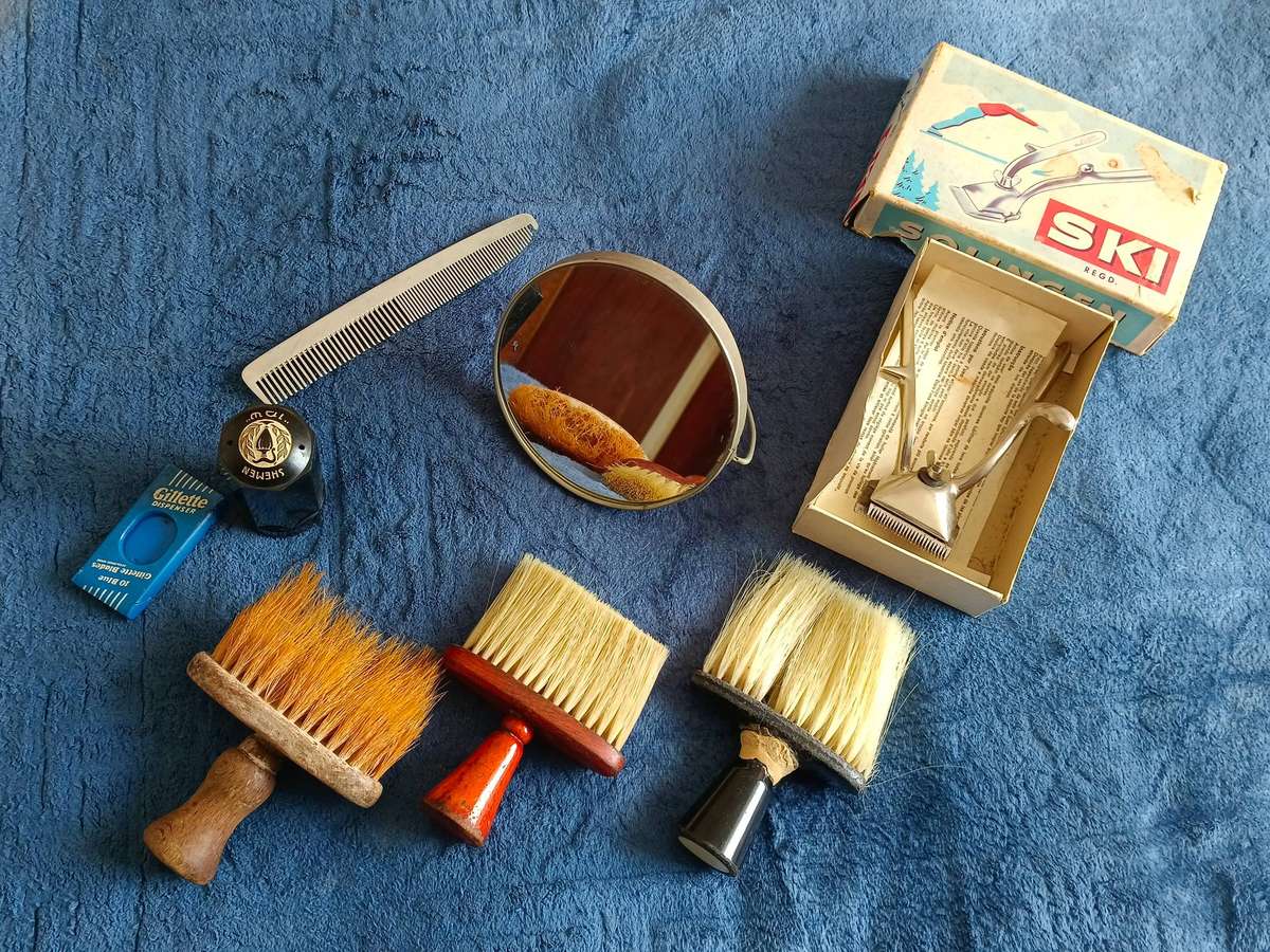 Lot of Vintage Barber Shop Items