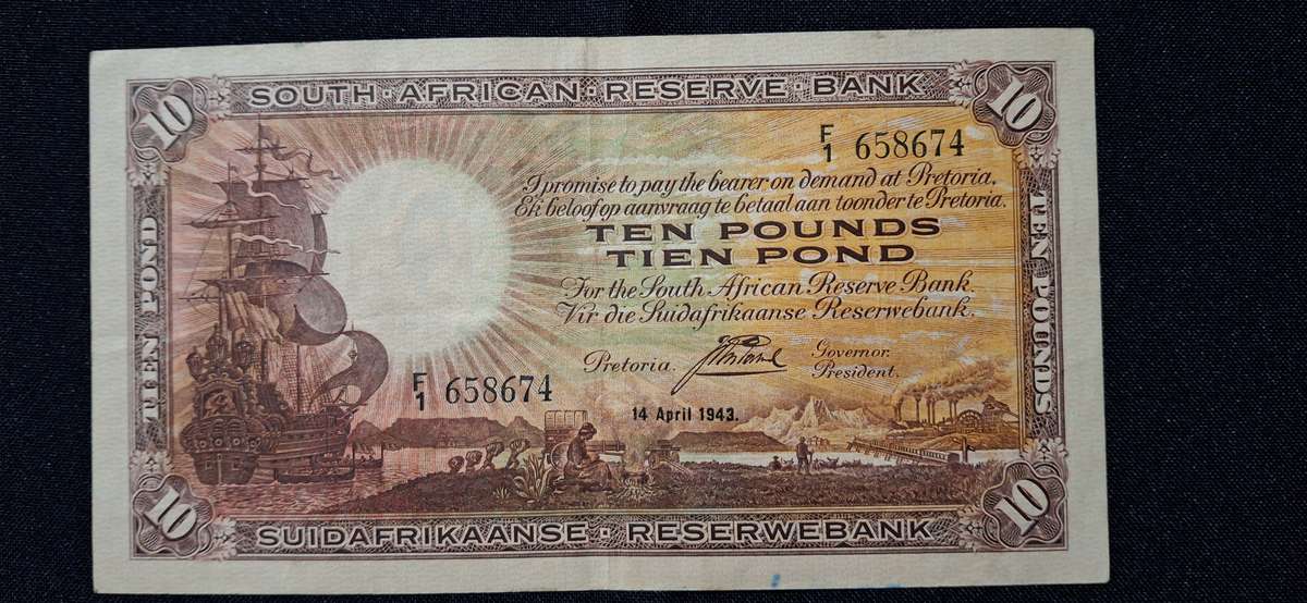 J POSTMUS 10 POUND 14 APRIL 1943 - F1 - 658674 VAN RIEBEECK WTM E/A FIRST ISSUE