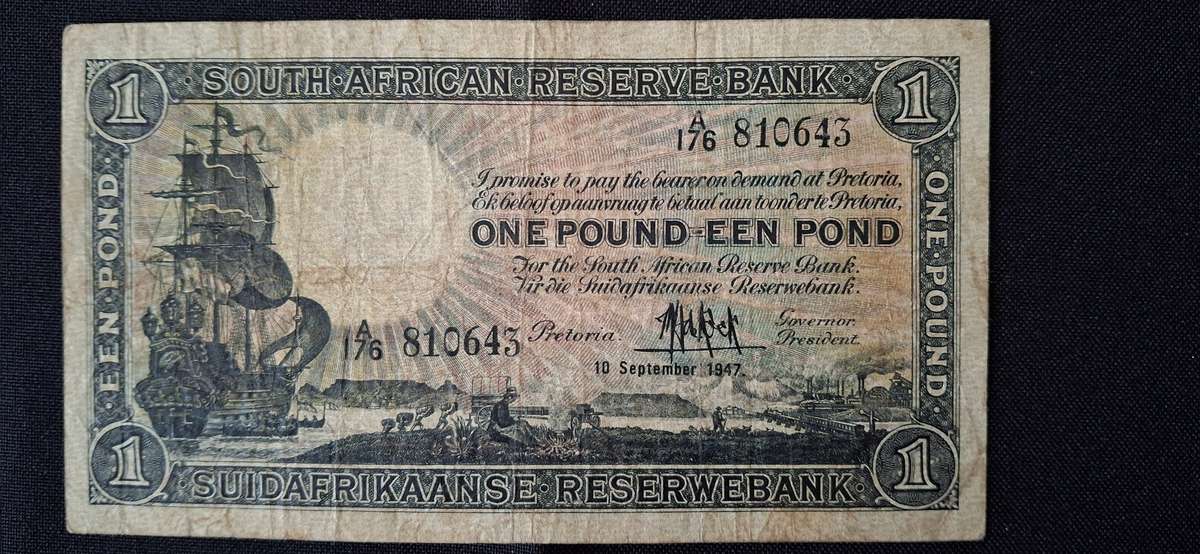 MH DE KOCK ONE POUND SERIAL NUMBER A176- 810643 10 SEPTEMBER 1947  CIRCULATED
