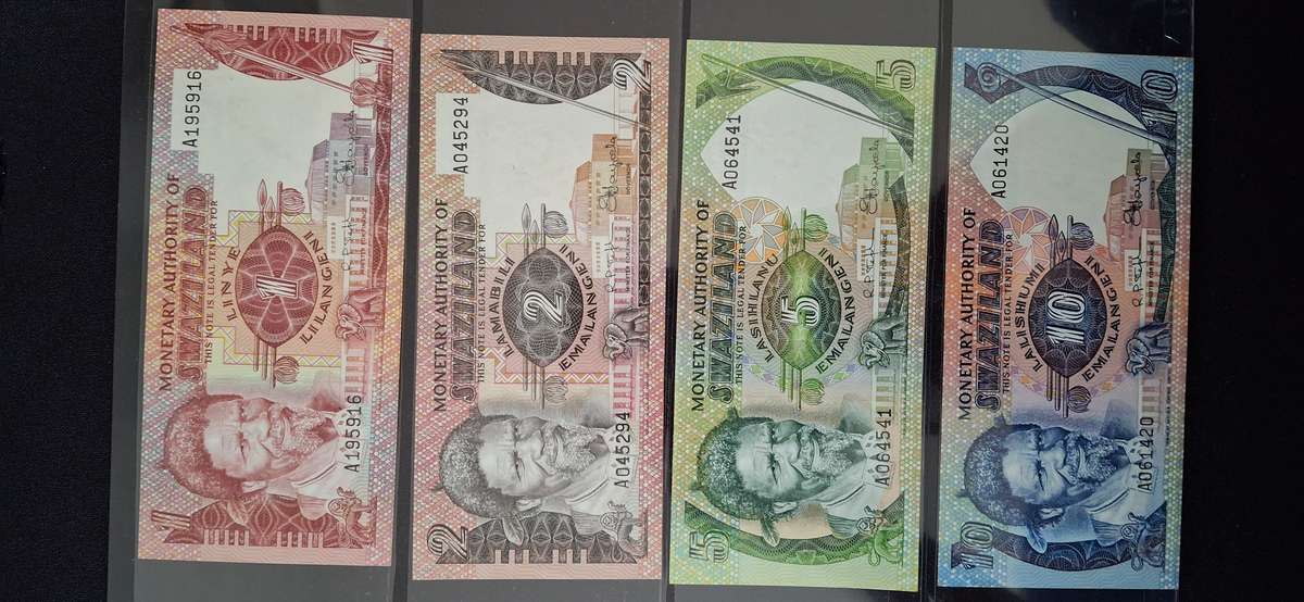 BANK OF SWAZILAND  1, 2, 5, 10,  EMALANGENI  SET  UNCIRCULATED SCARCE