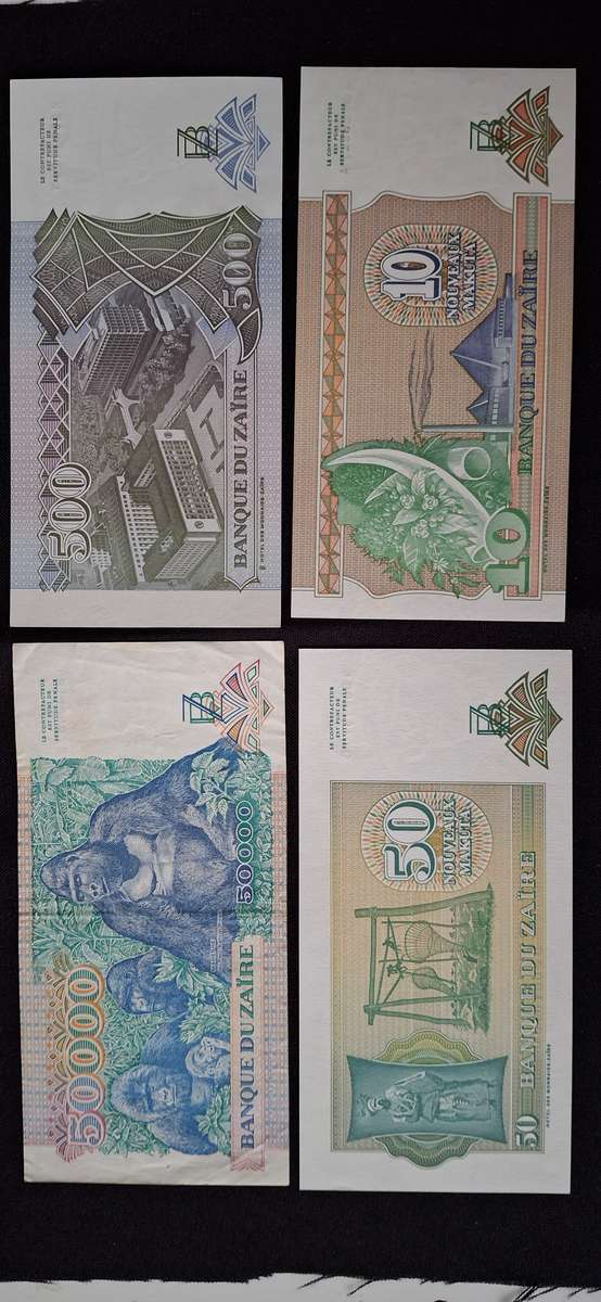 BANQUE DU ZAIRE SET OF 4 NOTES  UNCIRCULATED SCARCE