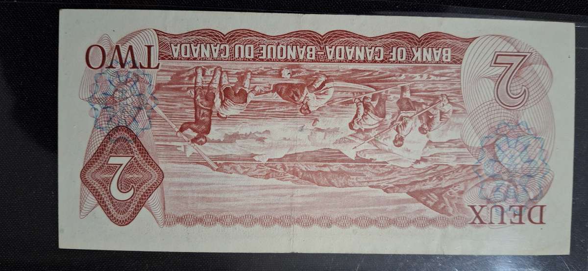 QUEEN ELIZABETH 11 BANK OF CANADA  1974 TW0 DOLLAR  NUMBER UH4783523 UNCIRCULATED VERY SCARCE