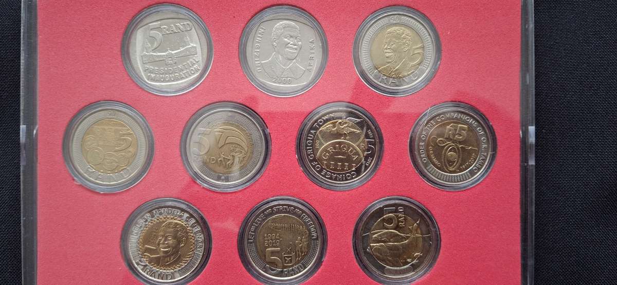 Commemorative Set of RSA R5 Coins 50% of the coins are uncirculated