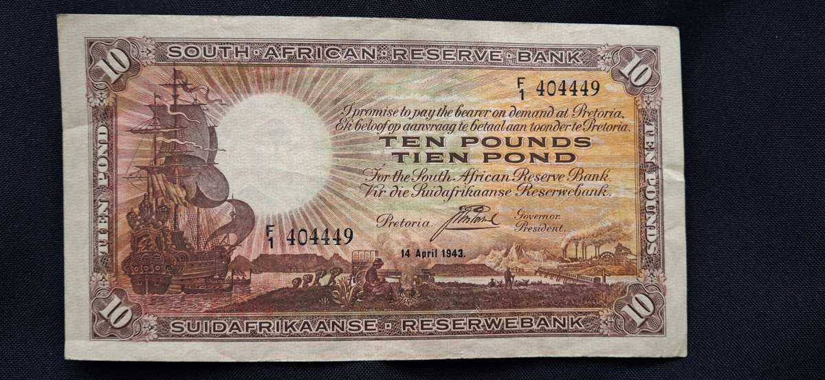 J POSTMUS 10 POUND 14 APRIL 1943 - F1 - 404449 VAN RIEBEECK WTM E/A FIRST ISSUE