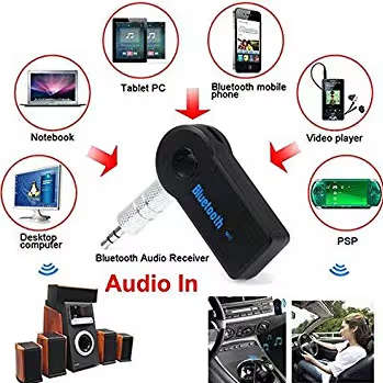 Hands-Free Car Kit, Portable 3.5mm Bluetooth Aux Adapter Wireless Music