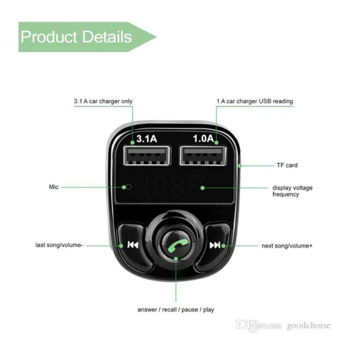 FM X8 Bluetooth Transmitter Aux Modulator Handsfree Car Kit Car Audio